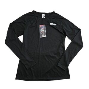 Teton Gravity Research Womens‎ XL Hills Merino Baselayer Shirt Black Long Sleeve